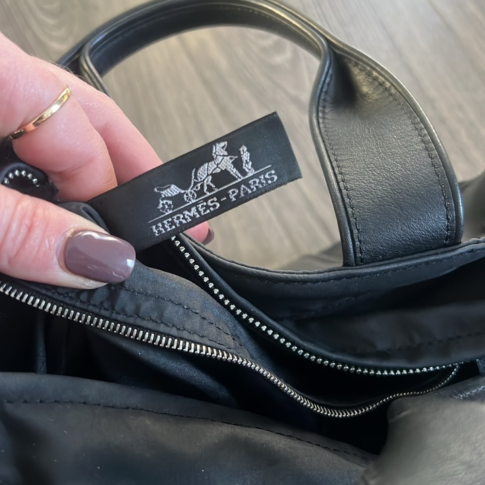 Hermes Black Nylon Canvas Tote Bag - Picture 5 of 6